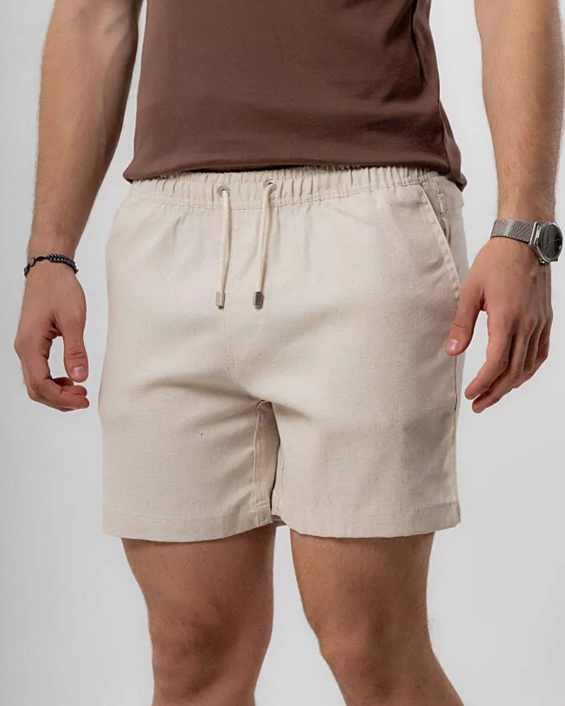 Short Breezer Linho Branco Off